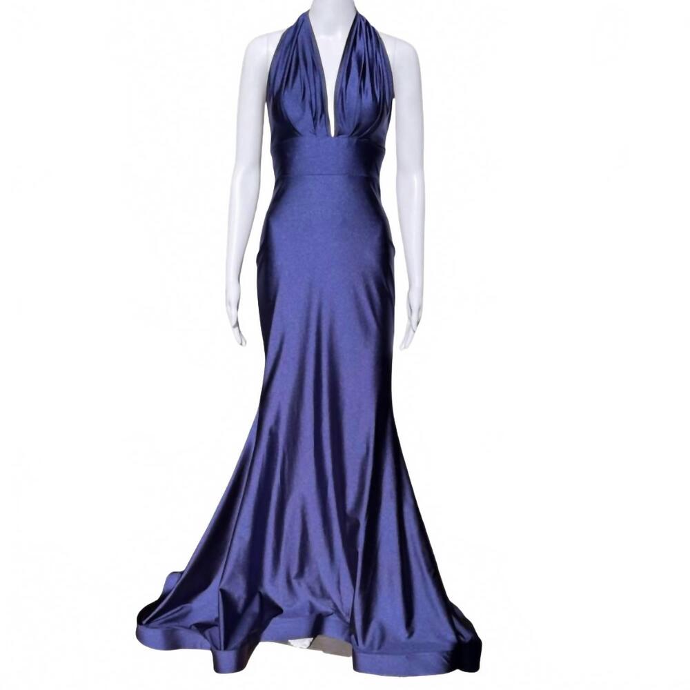 NEW JESSICA ANGEL women's cross back maxi gown in cobalt blue